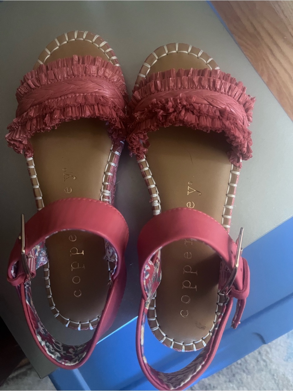 Salmon Fringe Platform Sandals
